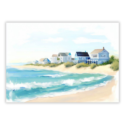 Hamptons Beach Watercolour Wall Art Canvas Print