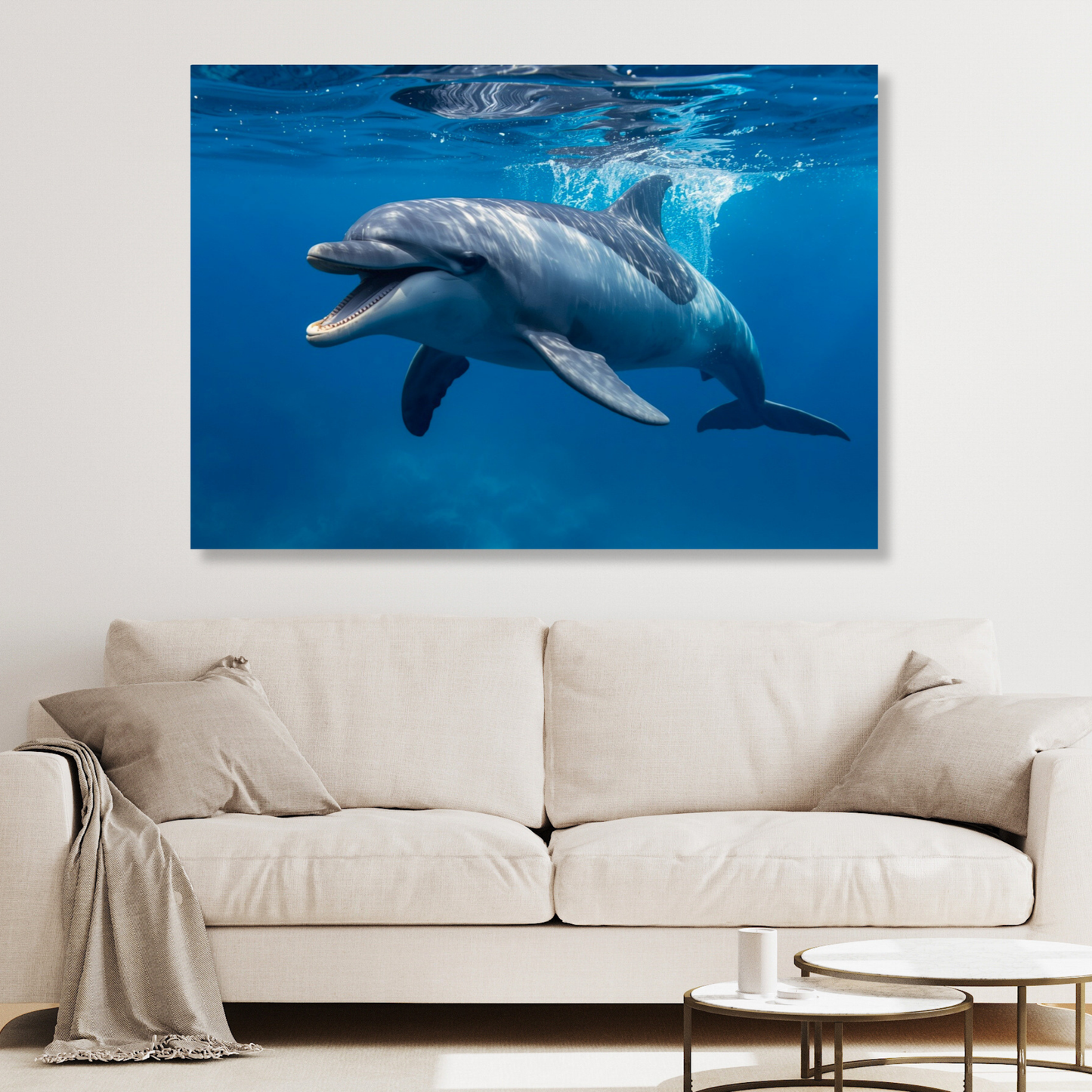 Happy Dolphin Wall Art Canvas Print