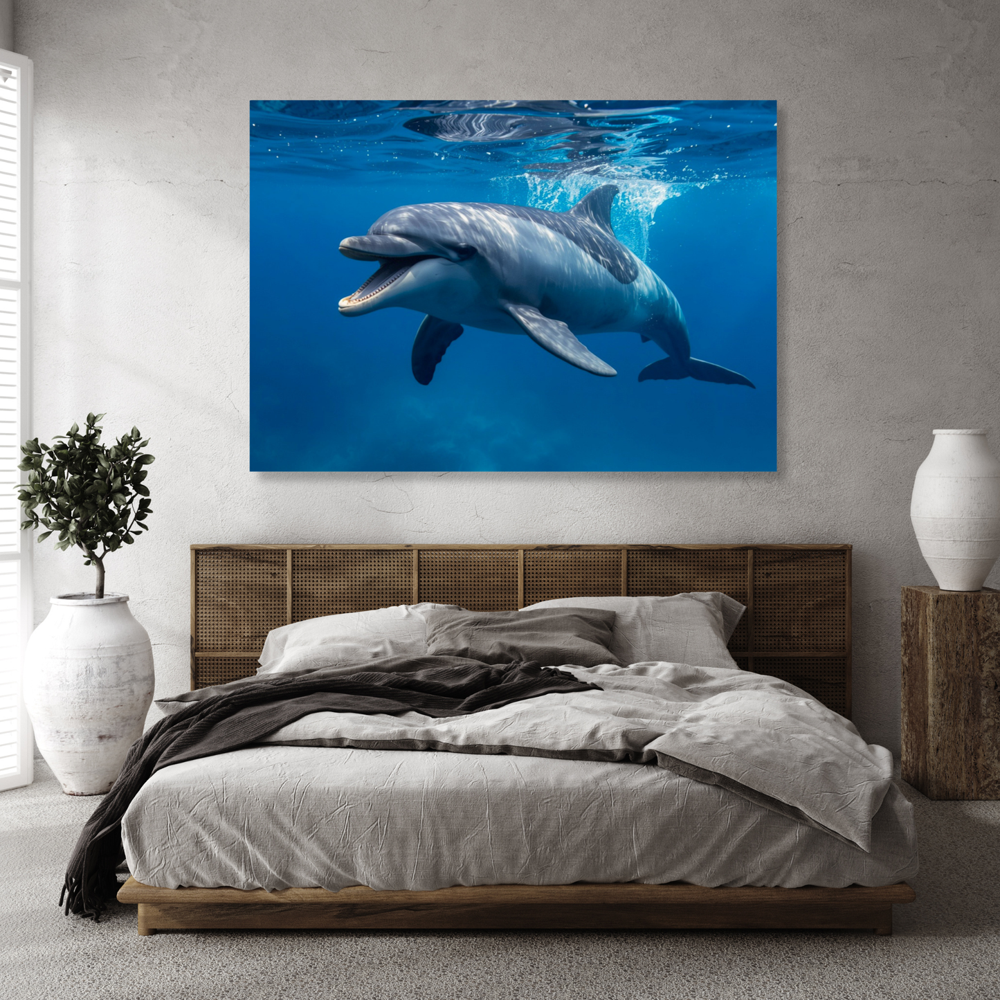 Happy Dolphin Wall Art Canvas Print