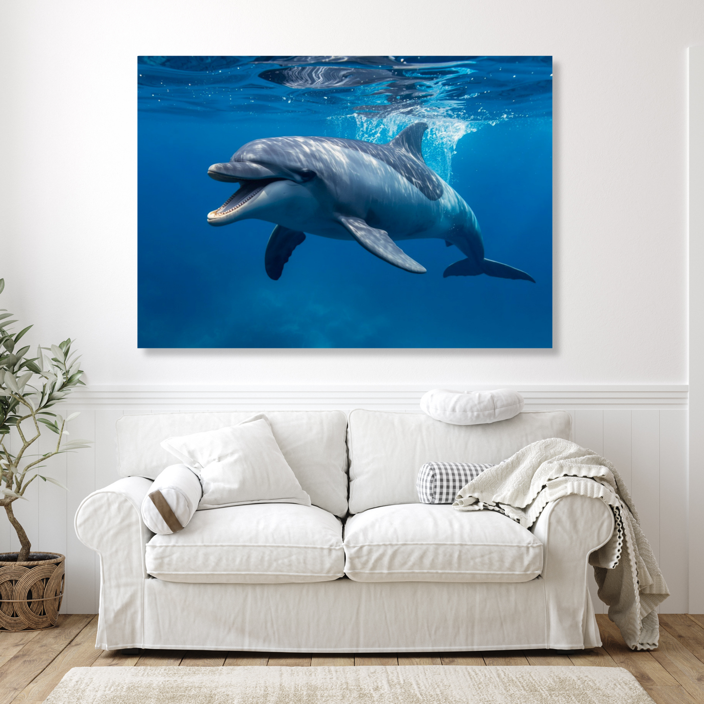 Happy Dolphin Wall Art Canvas Print