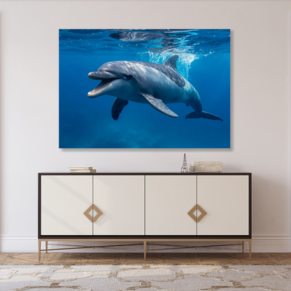 Happy Dolphin Wall Art Canvas Print