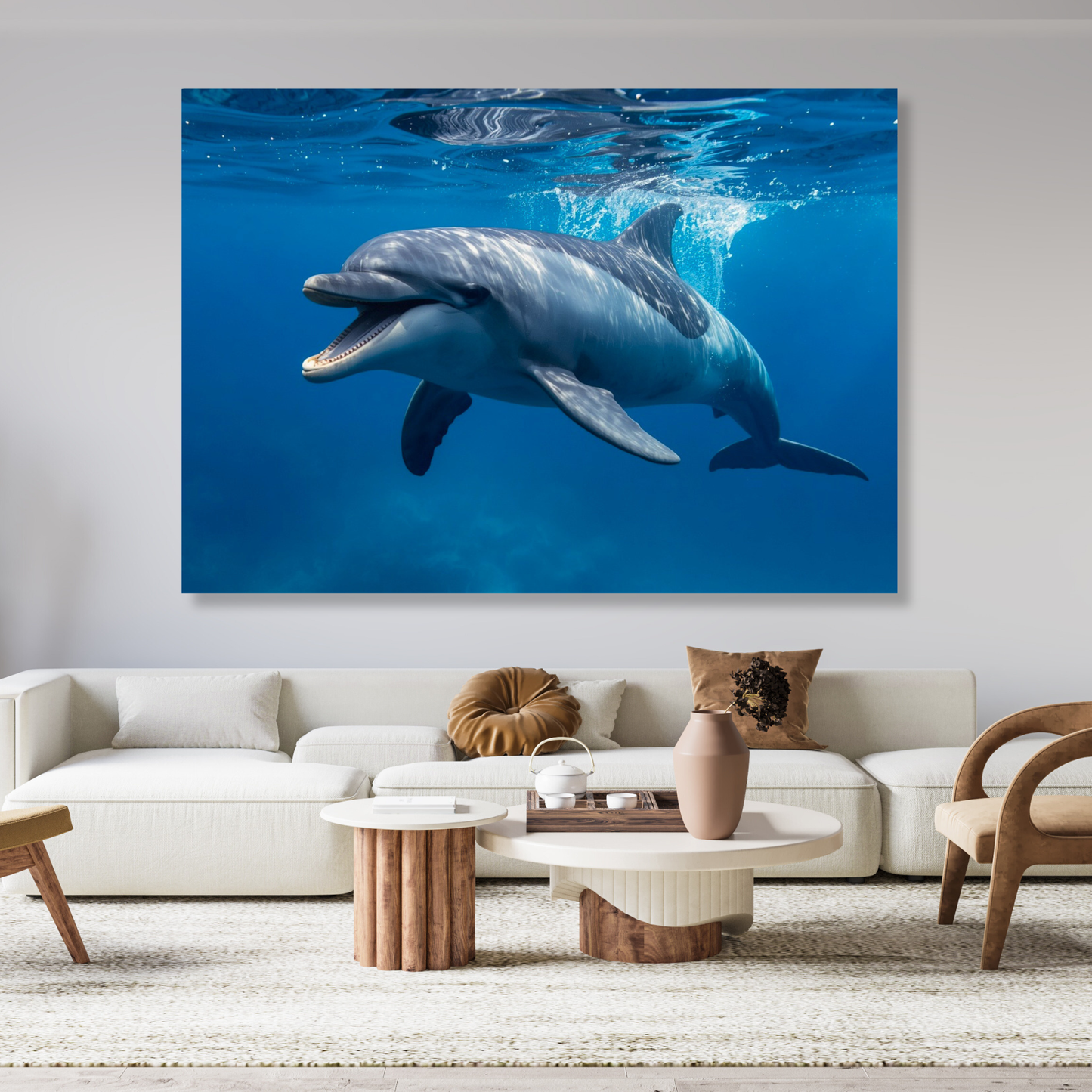 Happy Dolphin Wall Art Canvas Print