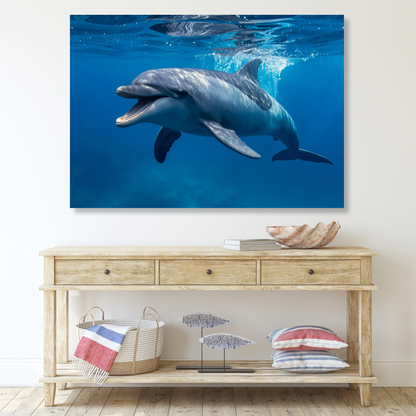 Happy Dolphin Wall Art Canvas Print