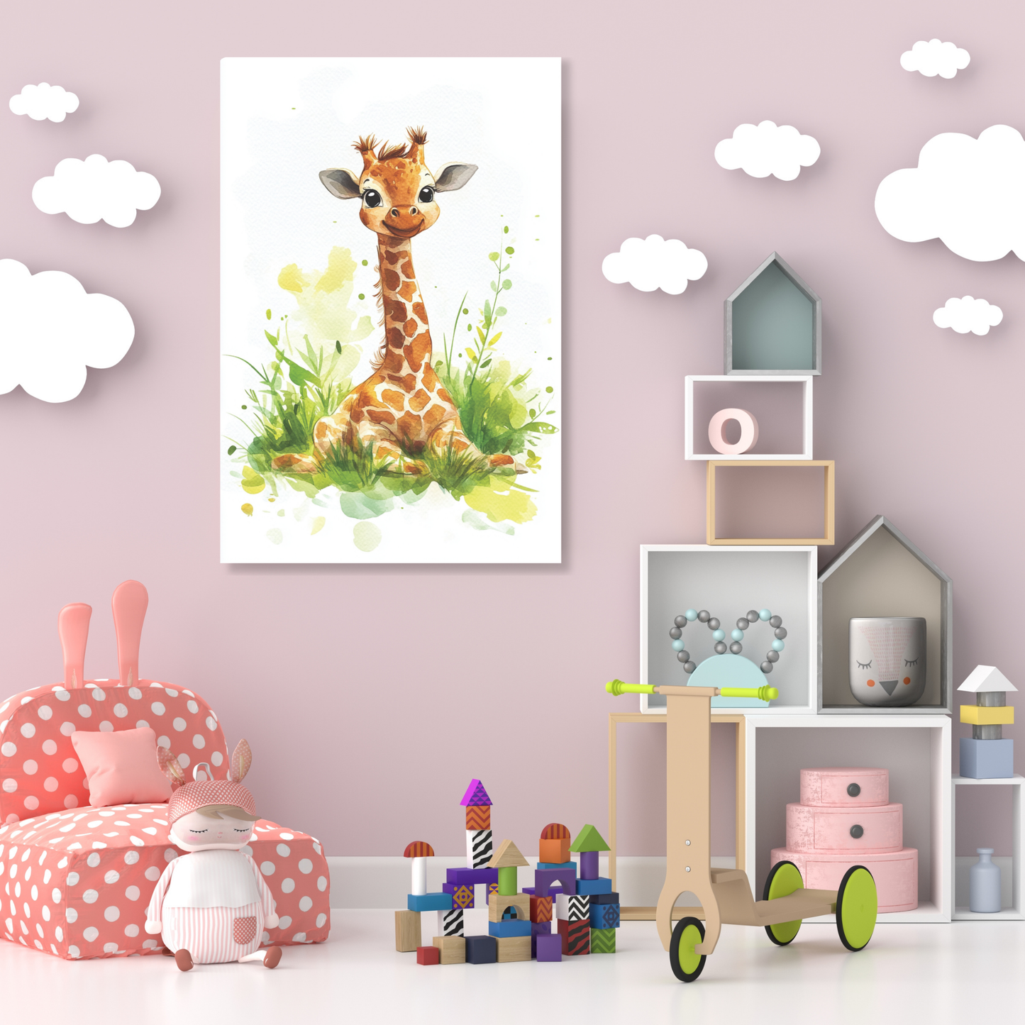 Harold Giraffe Canvas Wall Art Print