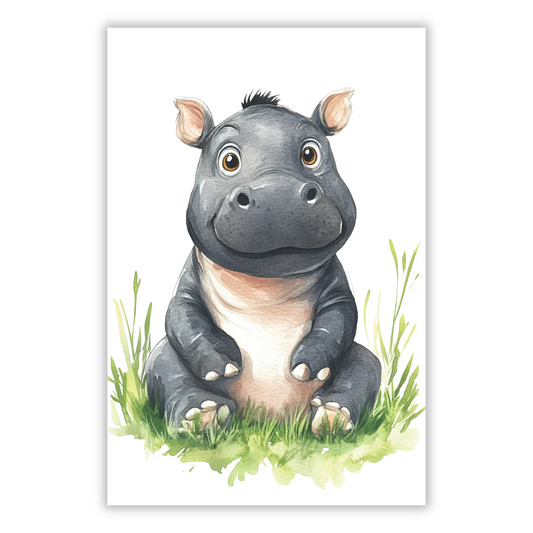 Henry Hippo Canvas Wall Art Print