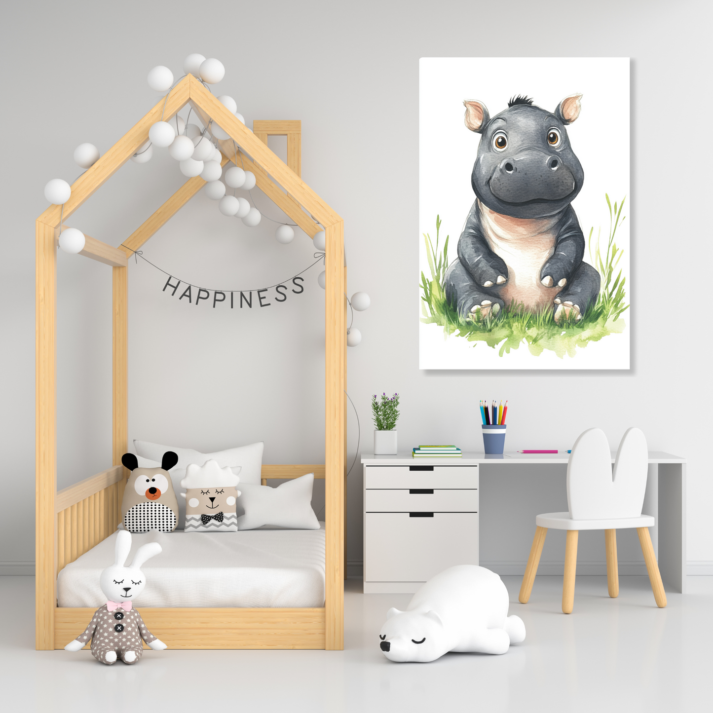 Henry Hippo Canvas Wall Art Print
