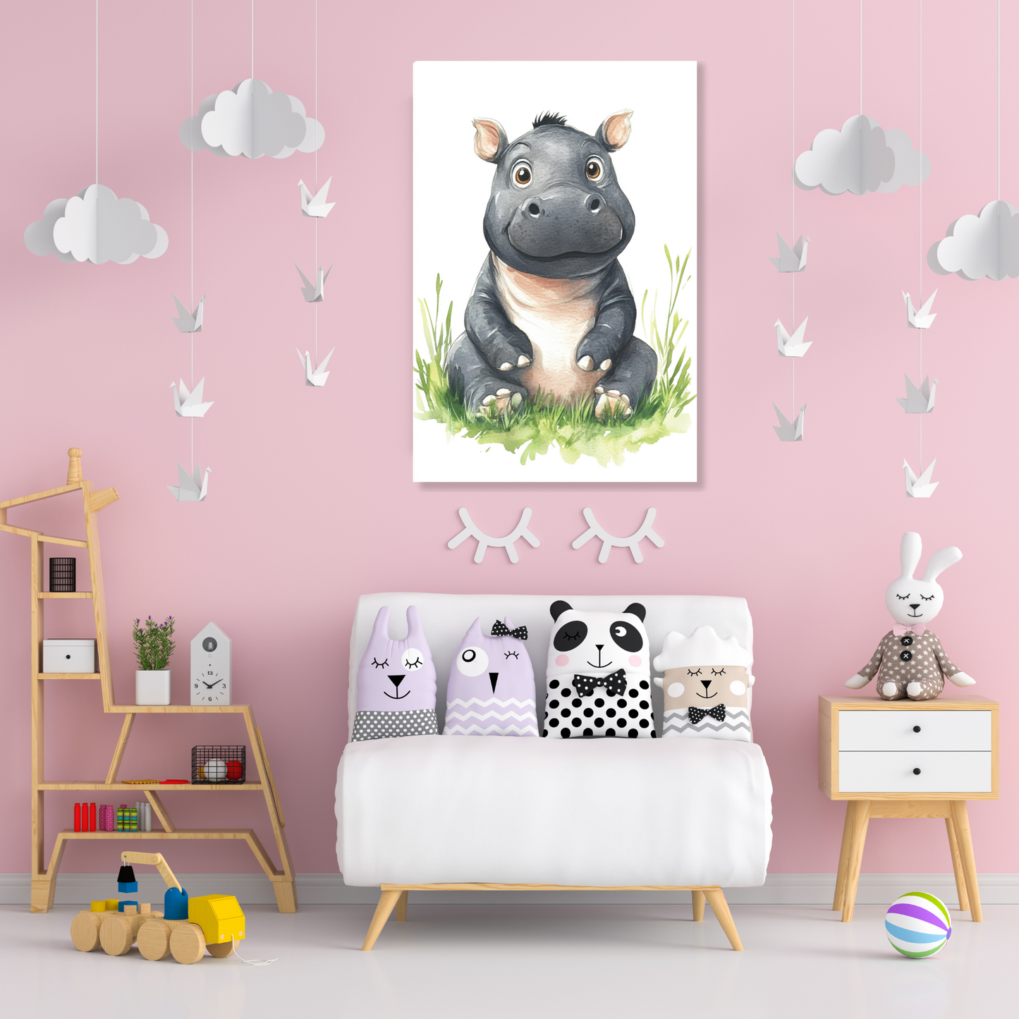 Henry Hippo Canvas Wall Art Print