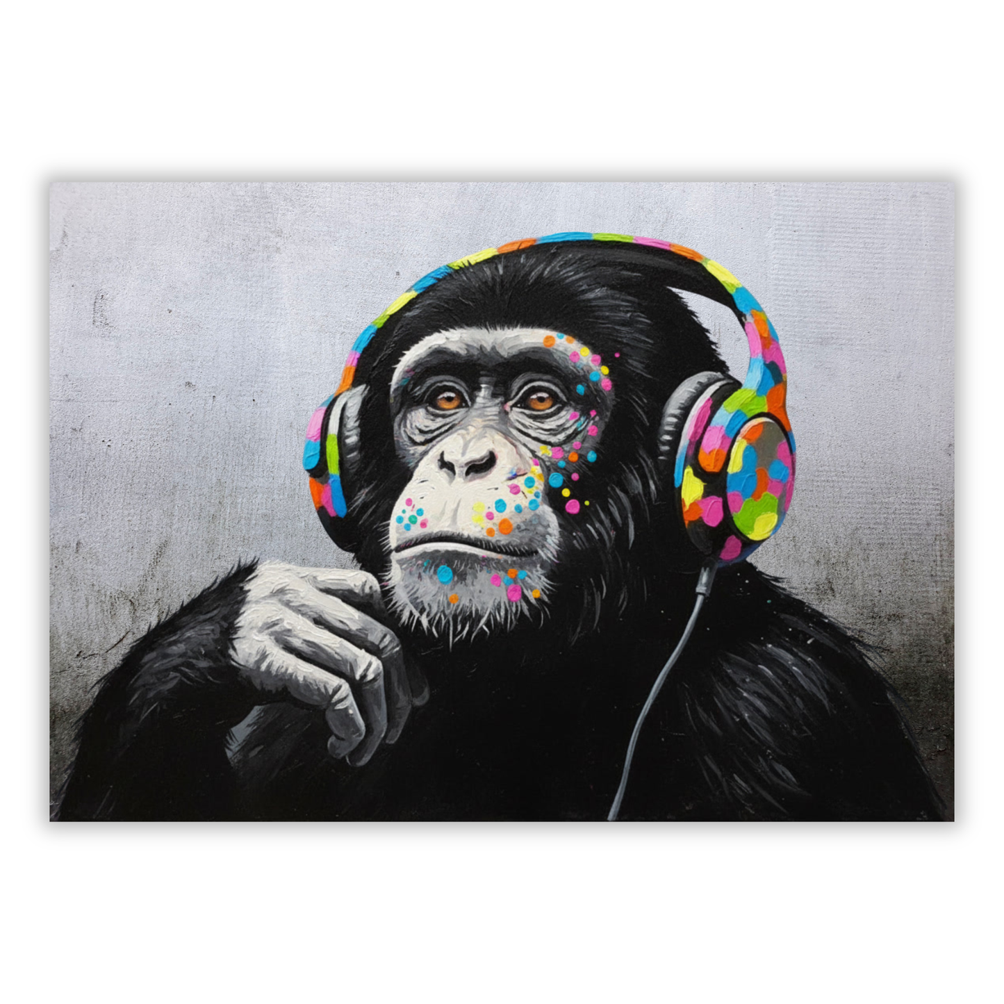 Hip Hop Monkey With Headphones Wall Art Canvas Print