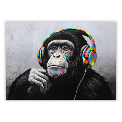 Hip Hop Monkey With Headphones Wall Art Canvas Print