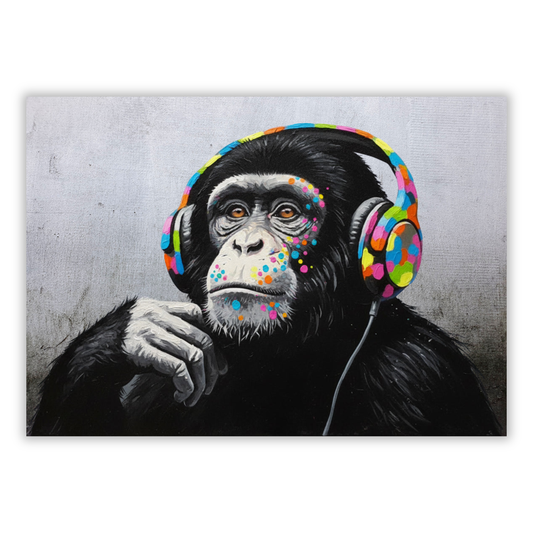 Hip Hop Monkey With Headphones Wall Art Canvas Print