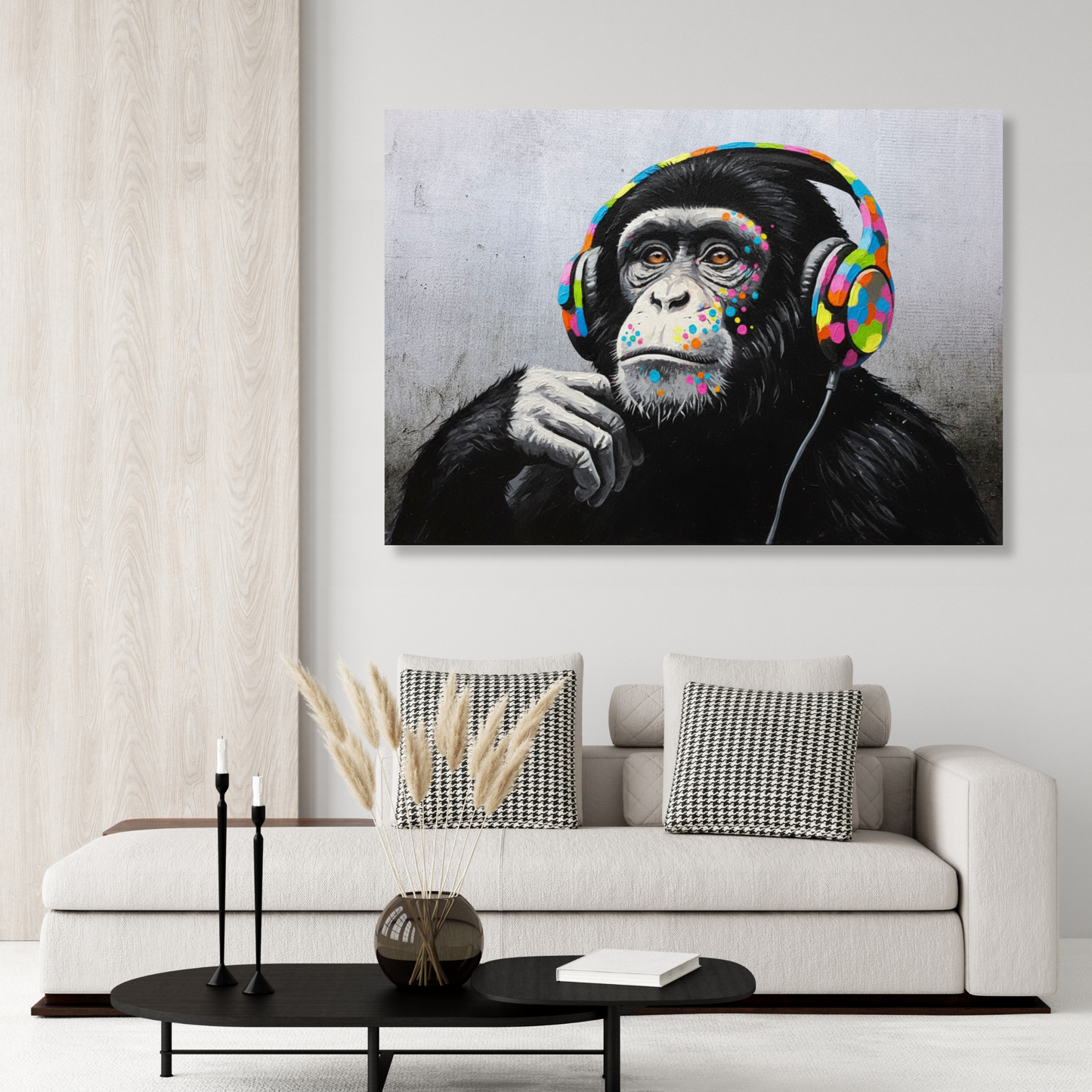 Hip Hop Monkey With Headphones Wall Art Canvas Print