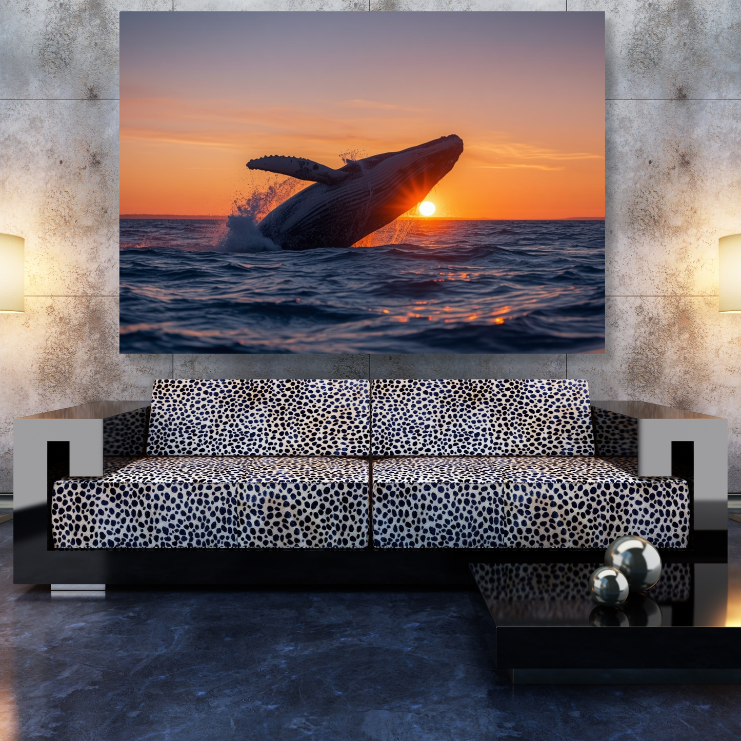 Humpback Whale At Sunrise Wall Art Canvas Print