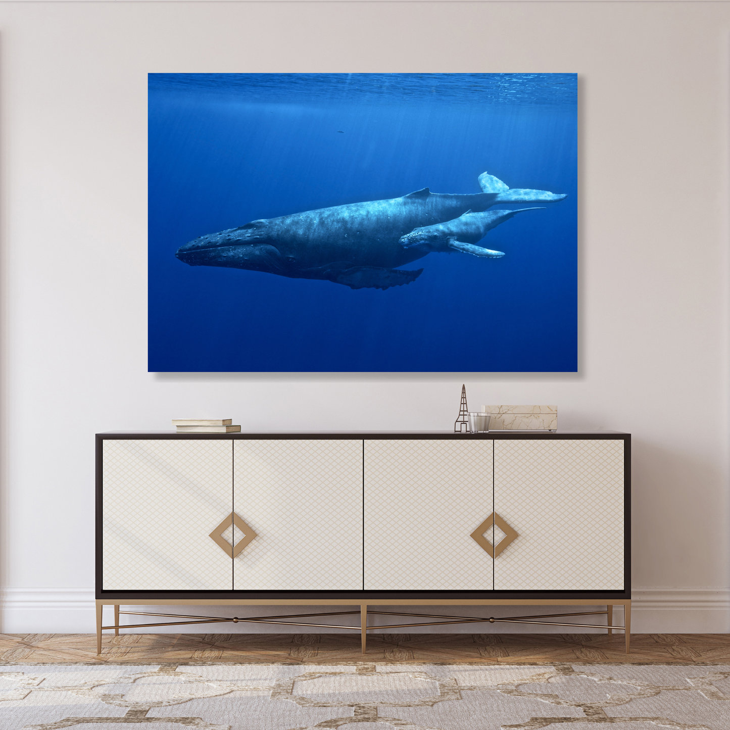 Humpback Whale & Calf Wall Art Canvas Print