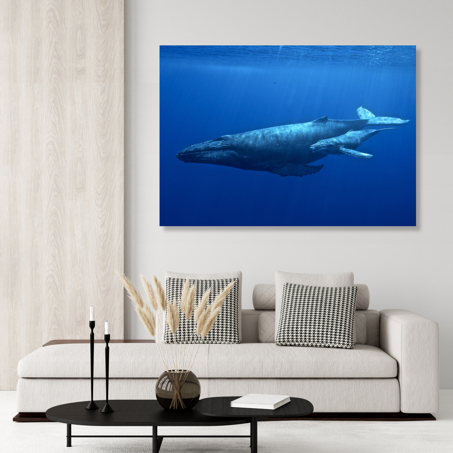 Humpback Whale & Calf Wall Art Canvas Print