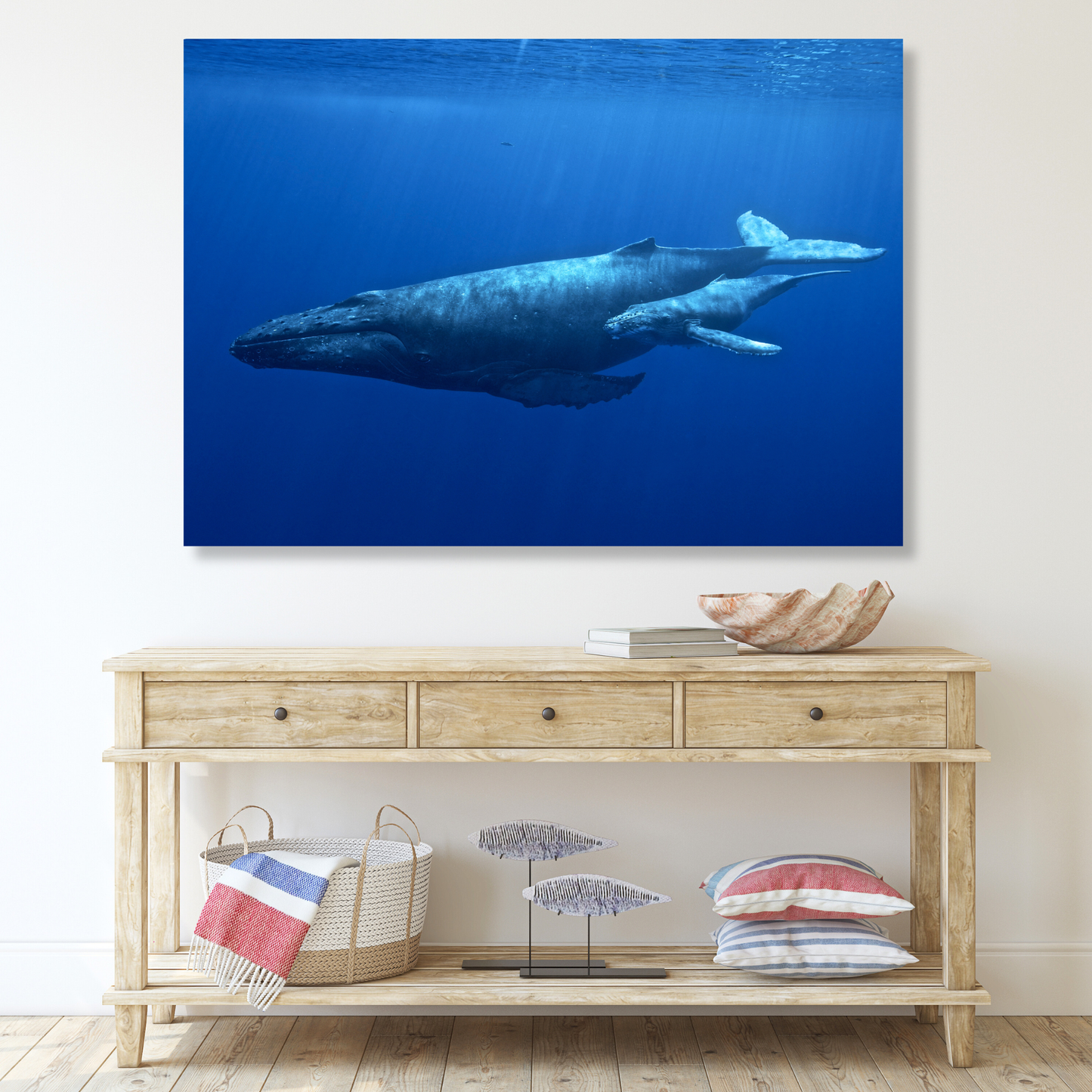 Humpback Whale & Calf Wall Art Canvas Print