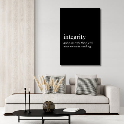 Integrity on Black Inspirational Wall Art Canvas Print