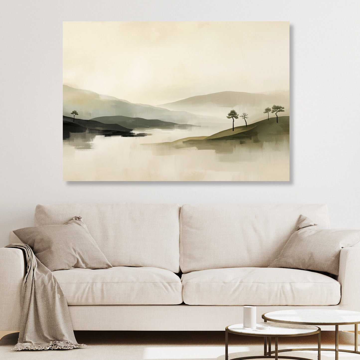 Japandi Morning Mist Wall Art Canvas Print