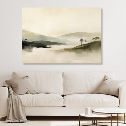 Japandi Morning Mist Wall Art Canvas Print