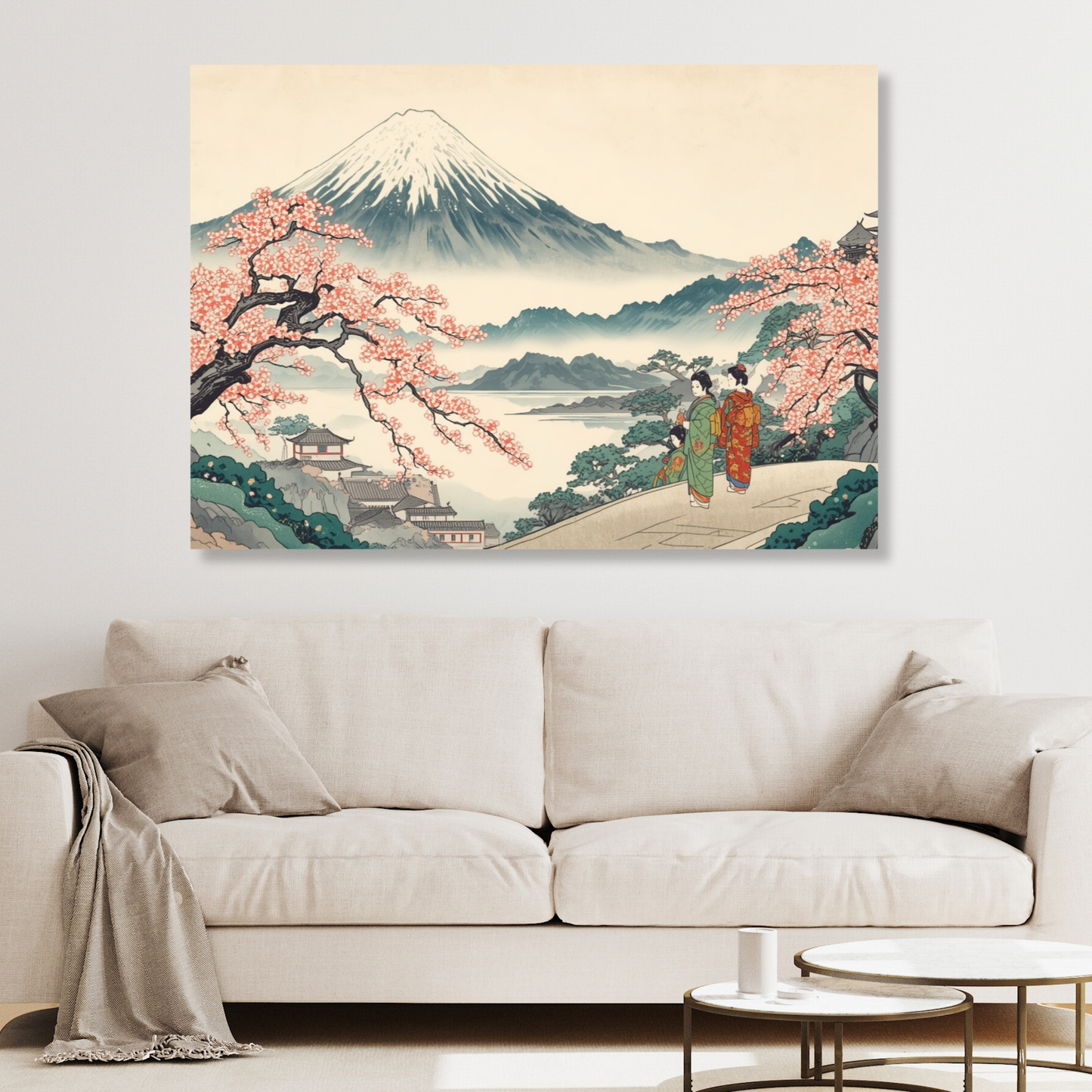 Mount Fuji Cherry Blossoms Wall Art Canvas Print