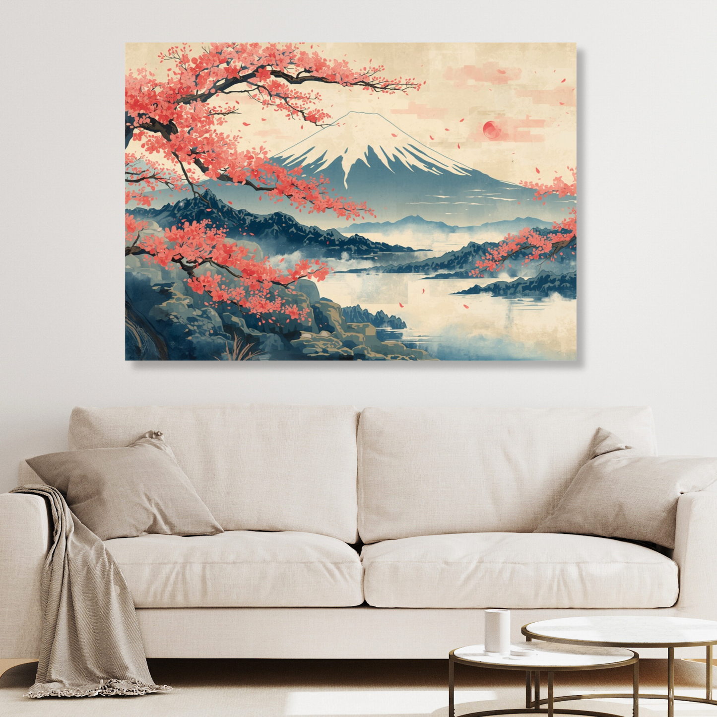 Mount Fuji Vintage Wall Art Canvas Print