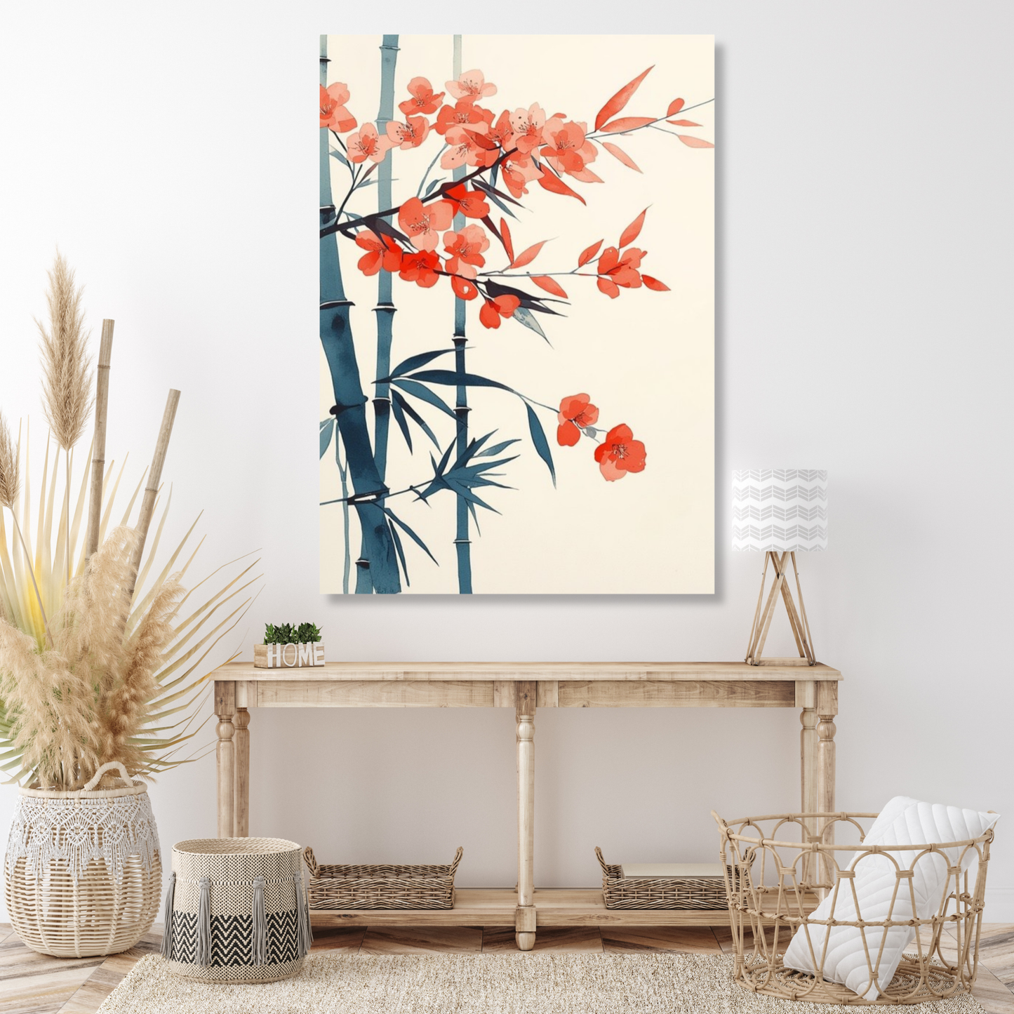 Japanese Flowering Bamboo Wall Art Canvas Print