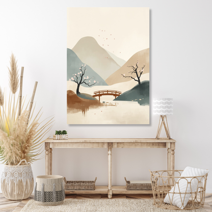 Japandi Japanese Garden Wall Art Canvas Print