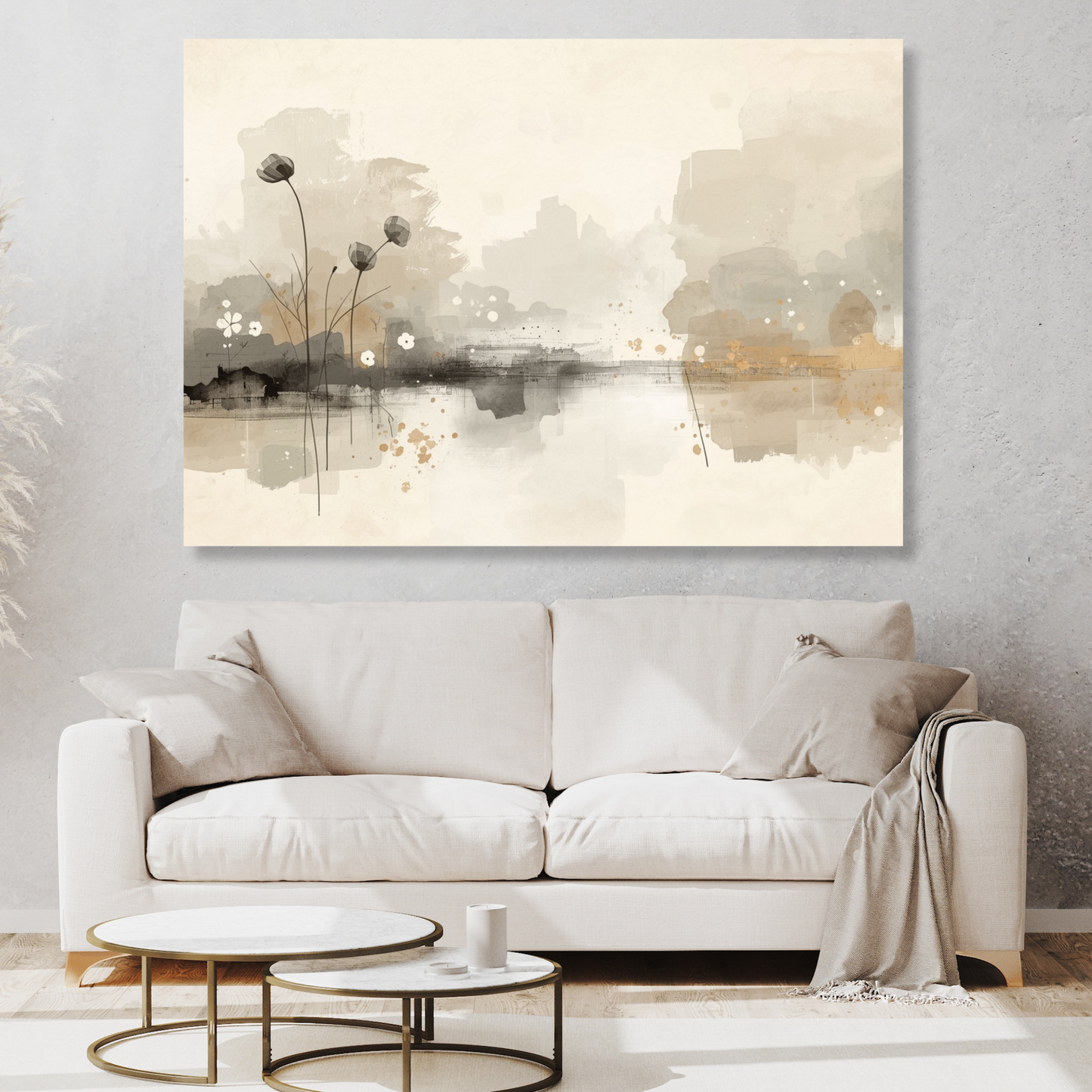 Japandi Pond Wall Art Canvas Print