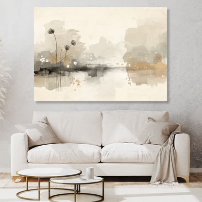 Japandi Pond Wall Art Canvas Print