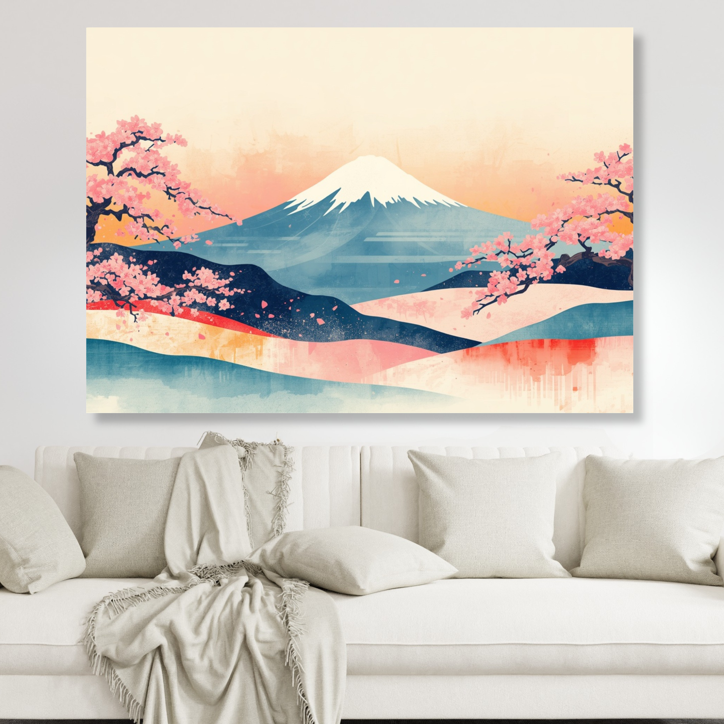 Mount Fuji Technicolour Wall Art Canvas Print