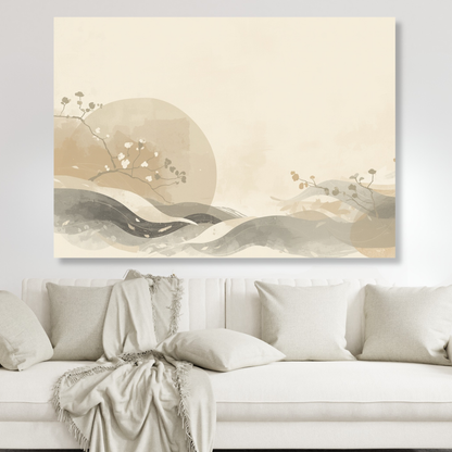 Japandi Sunrise Wall Art Canvas Print