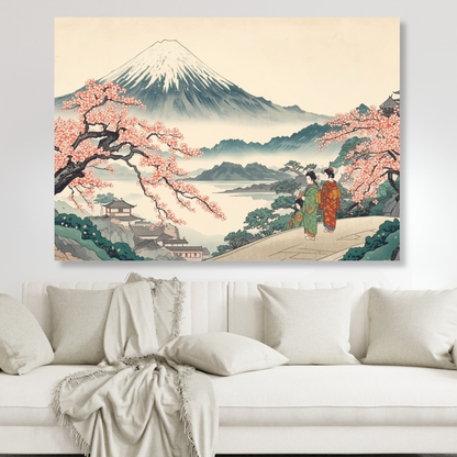 Mount Fuji Cherry Blossoms Wall Art Canvas Print