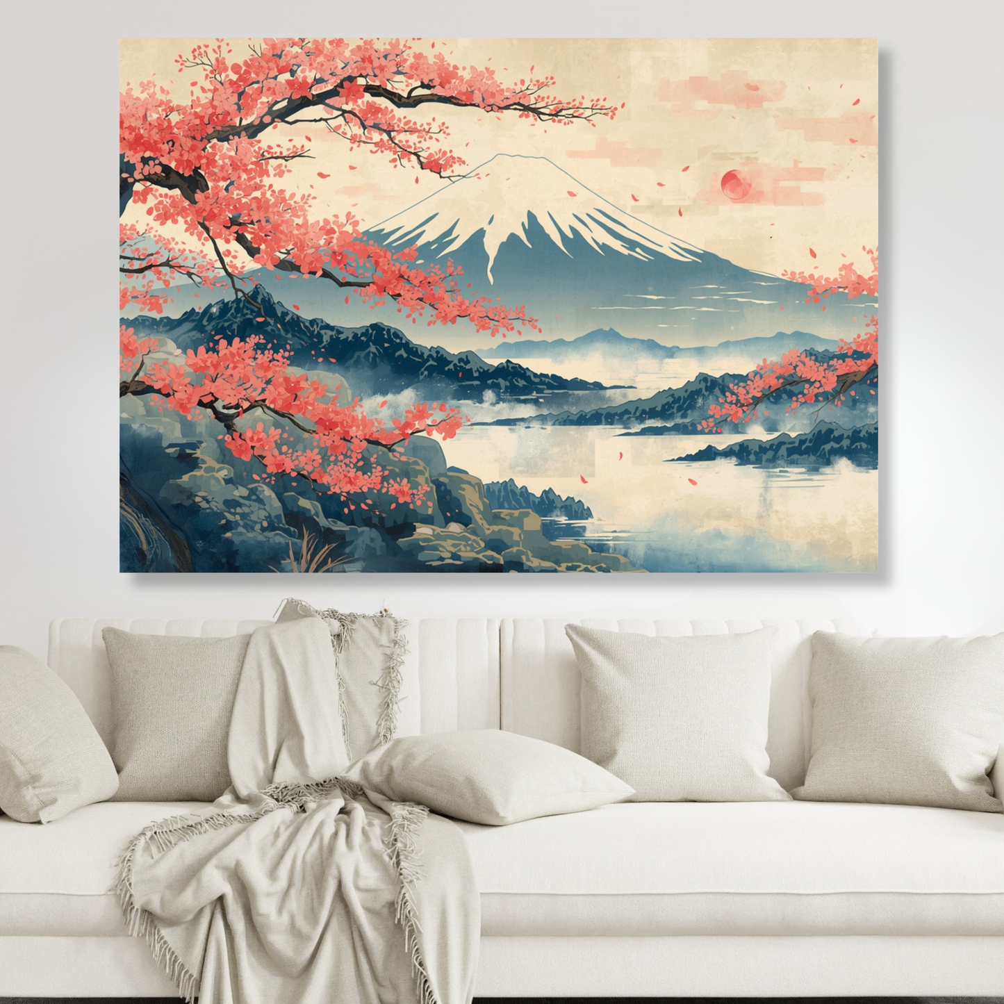 Mount Fuji Vintage Wall Art Canvas Print