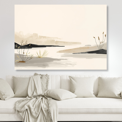 Japandi Stream Wall Art Canvas Print