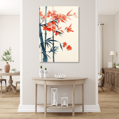 Japanese Flowering Bamboo Wall Art Canvas Print