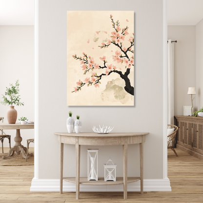 Japandi Cherry Blossom Wall Art Canvas Print