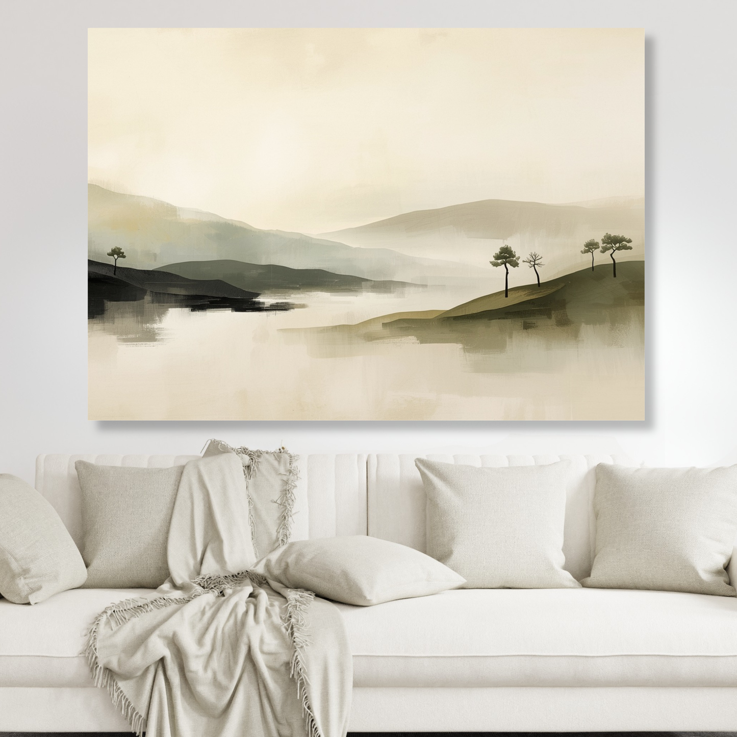 Japandi Morning Mist Wall Art Canvas Print