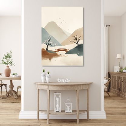 Japandi Japanese Garden Wall Art Canvas Print