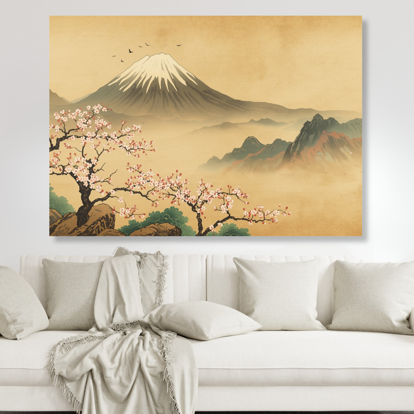 Vintage Mount Fuji Wall Art Canvas Print