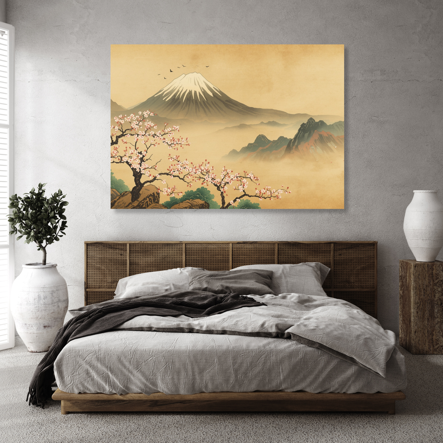 Vintage Mount Fuji Wall Art Canvas Print