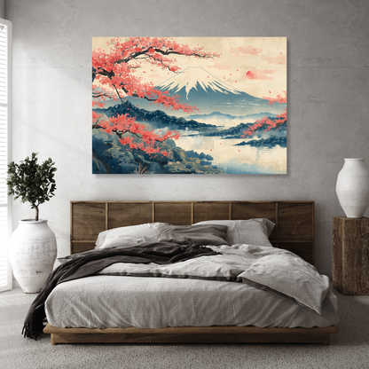 Mount Fuji Vintage Wall Art Canvas Print