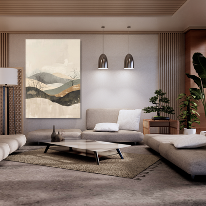 Japandi Mountains Wall Art Canvas Print