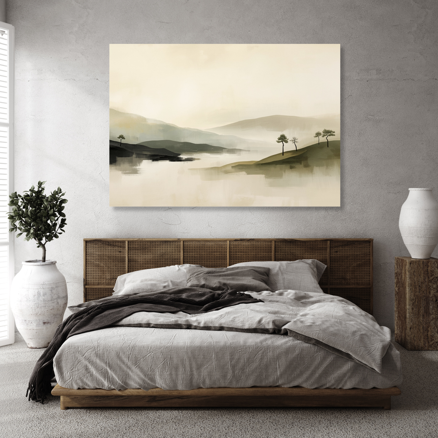Japandi Morning Mist Wall Art Canvas Print