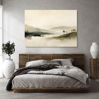 Japandi Morning Mist Wall Art Canvas Print