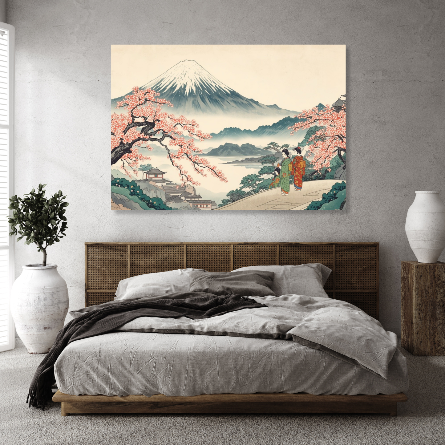 Mount Fuji Cherry Blossoms Wall Art Canvas Print