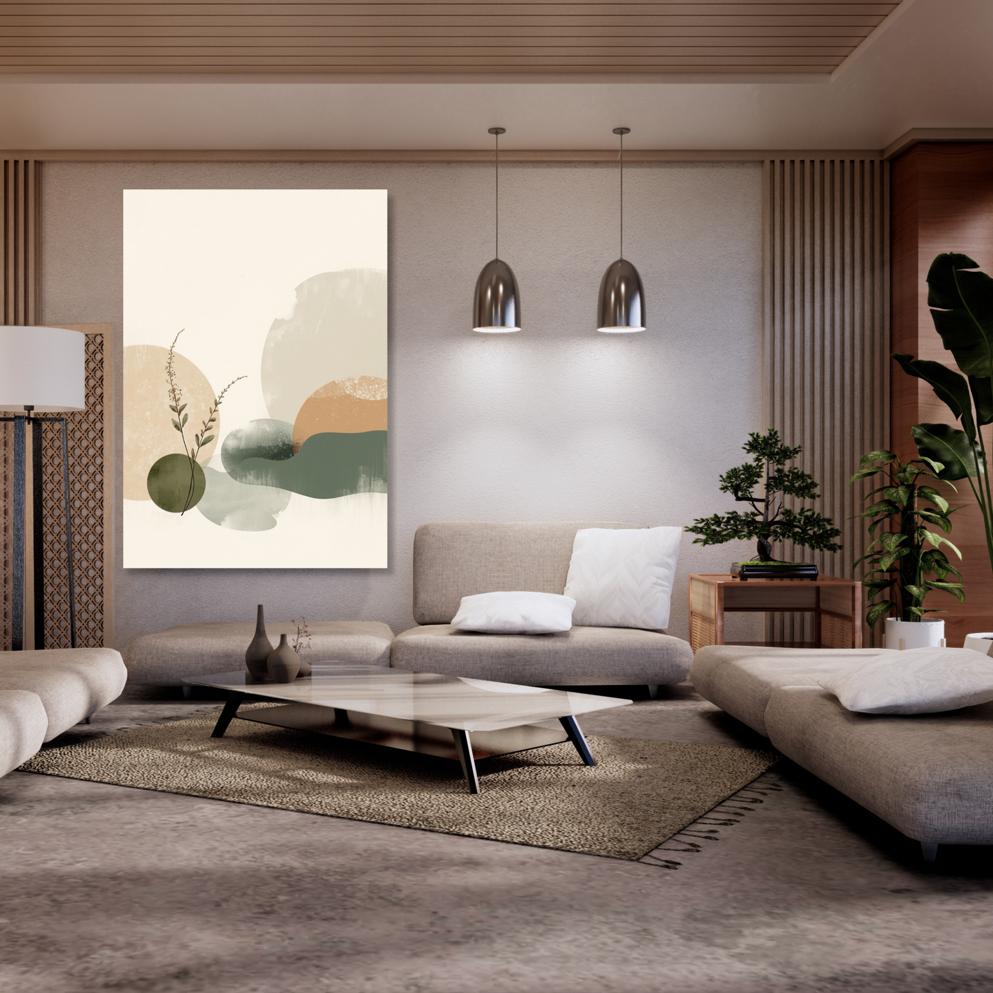Japandi Evening Shadow Wall Art Canvas Print
