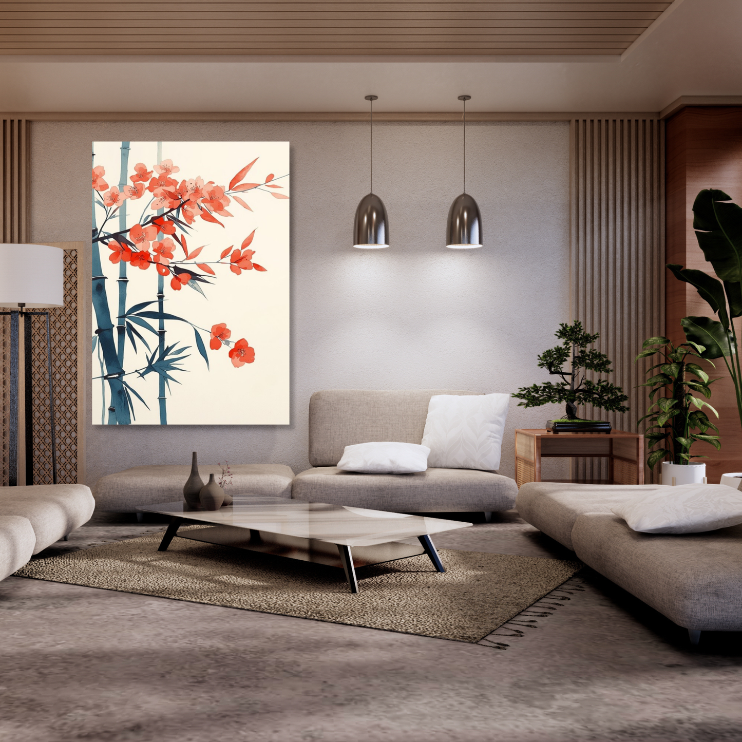 Japanese Flowering Bamboo Wall Art Canvas Print
