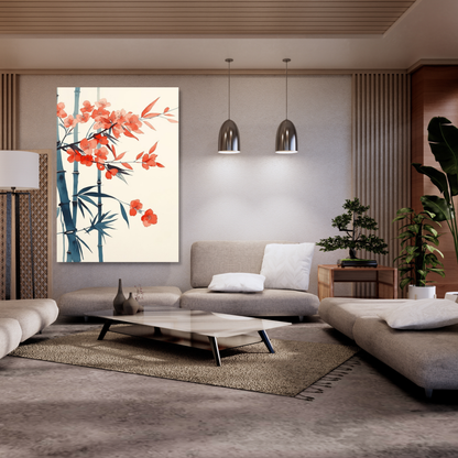 Japanese Flowering Bamboo Wall Art Canvas Print