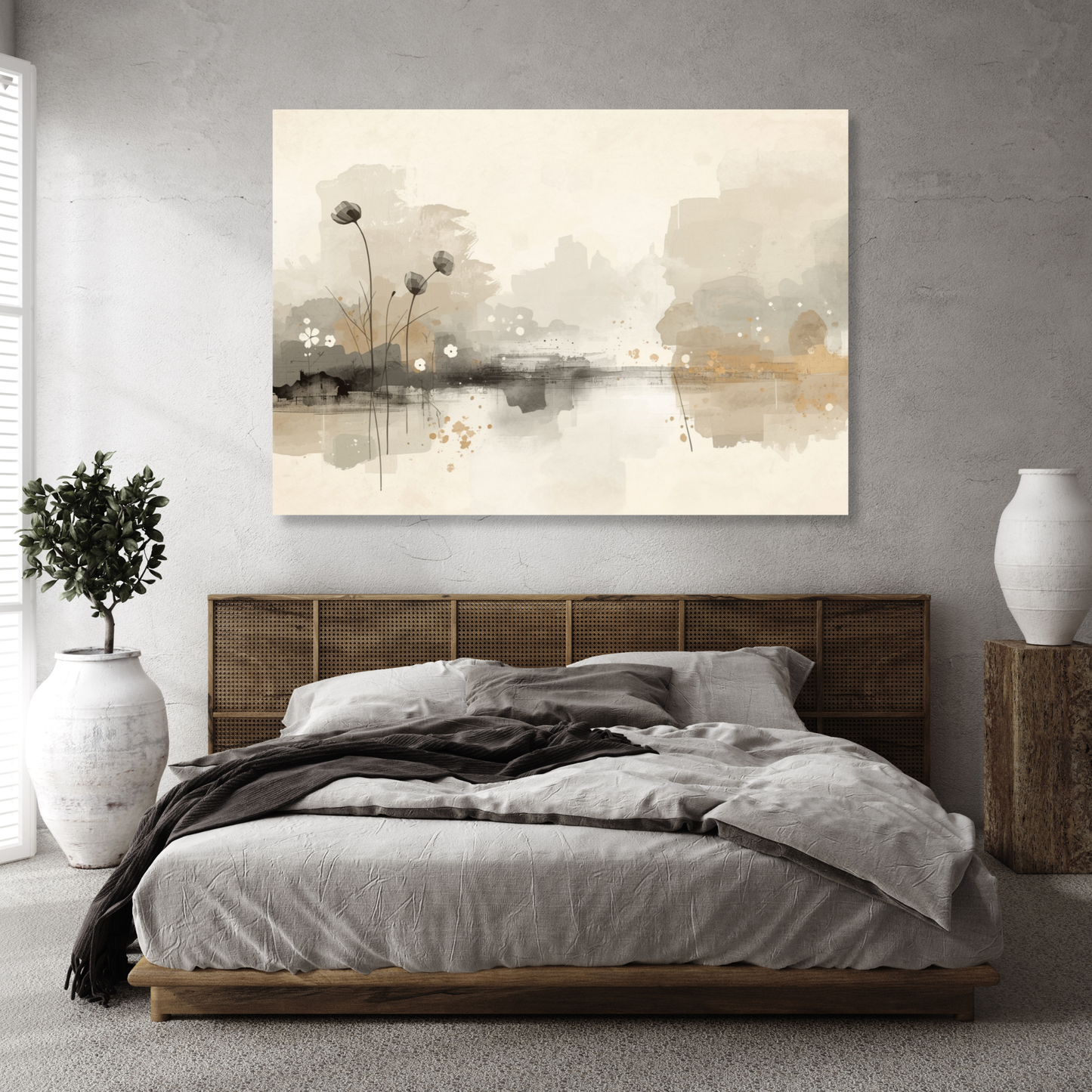Japandi Pond Wall Art Canvas Print