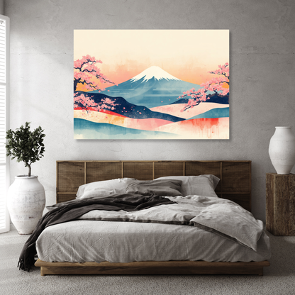 Mount Fuji Technicolour Wall Art Canvas Print