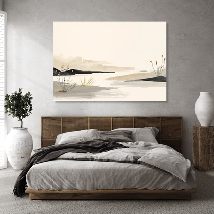 Japandi Stream Wall Art Canvas Print